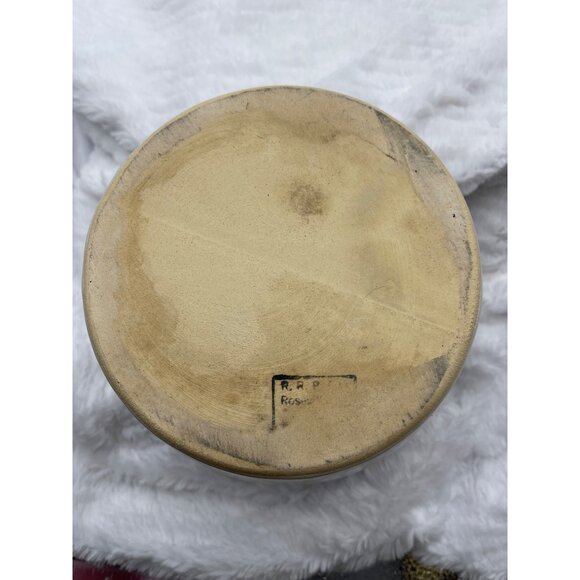 Vintage Roseville Ransbottom RRP McCoy Two Tone Stoneware Bean Pot Crock Lid & H - Picture 8 of 16